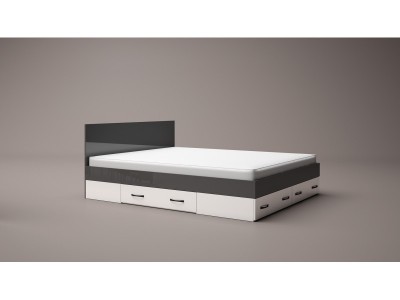 Κρεβάτι Apolo 10 (ανθρακίτη στιλπνό /λευκό στιλπνό)